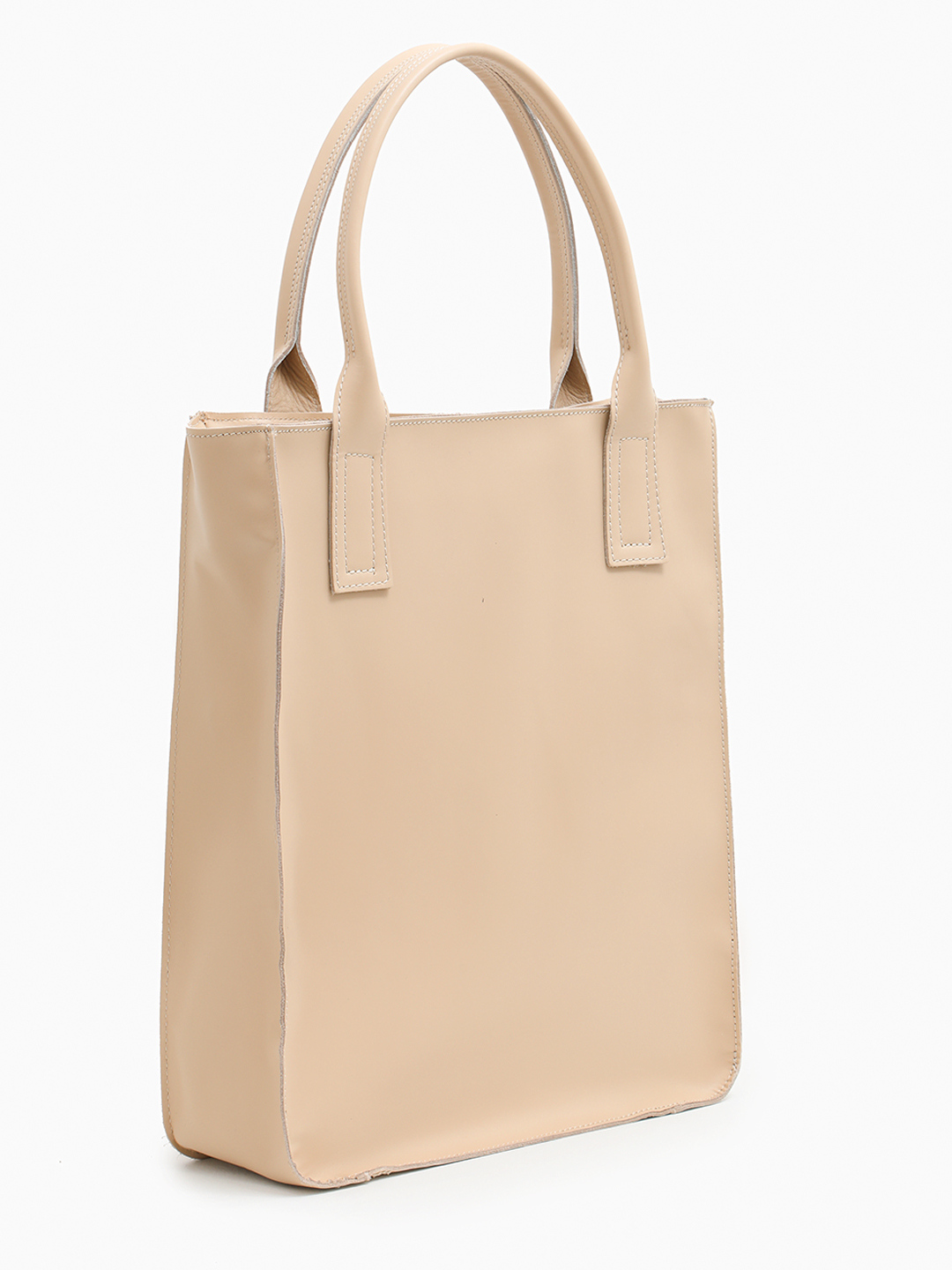 Бежевая сумка-шоппер с дополнительными карманами от FOLLE из винтажной кожи vacchetta