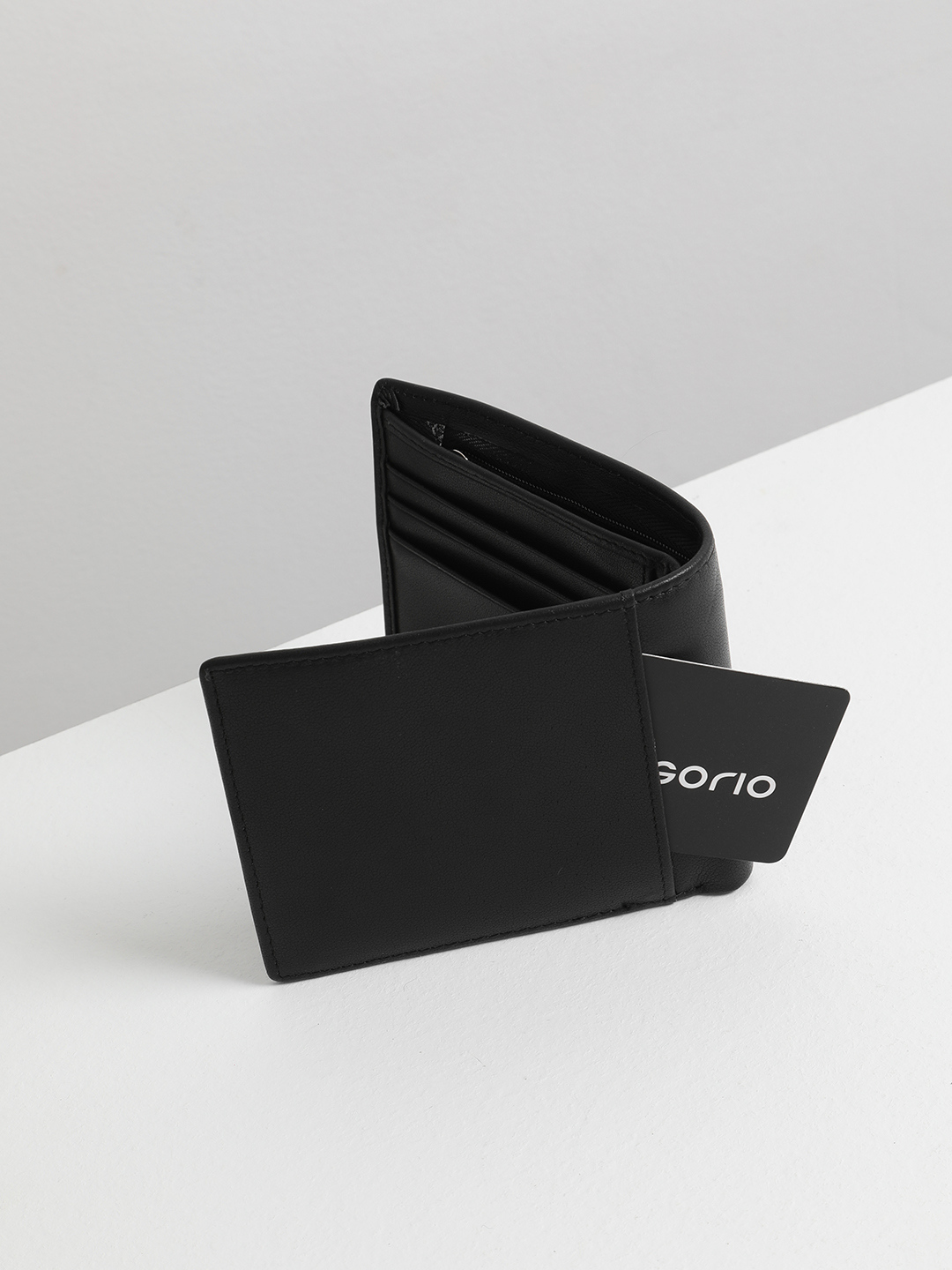 Мужской кошелёк-бумажник с именными буквами Di Gregorio чёрного цвета
