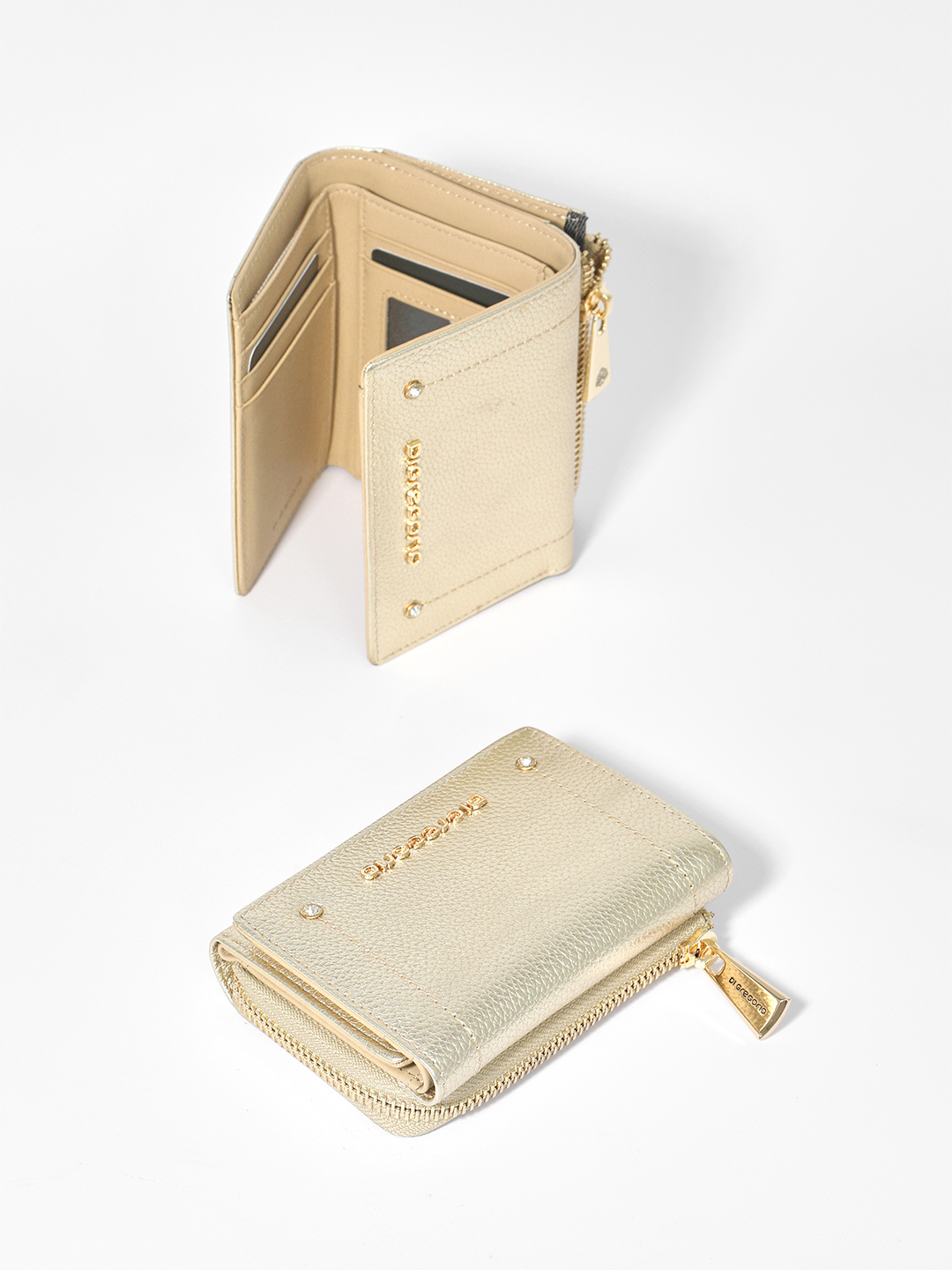 Золотистый кошелёк с логотипом Di Gregorio