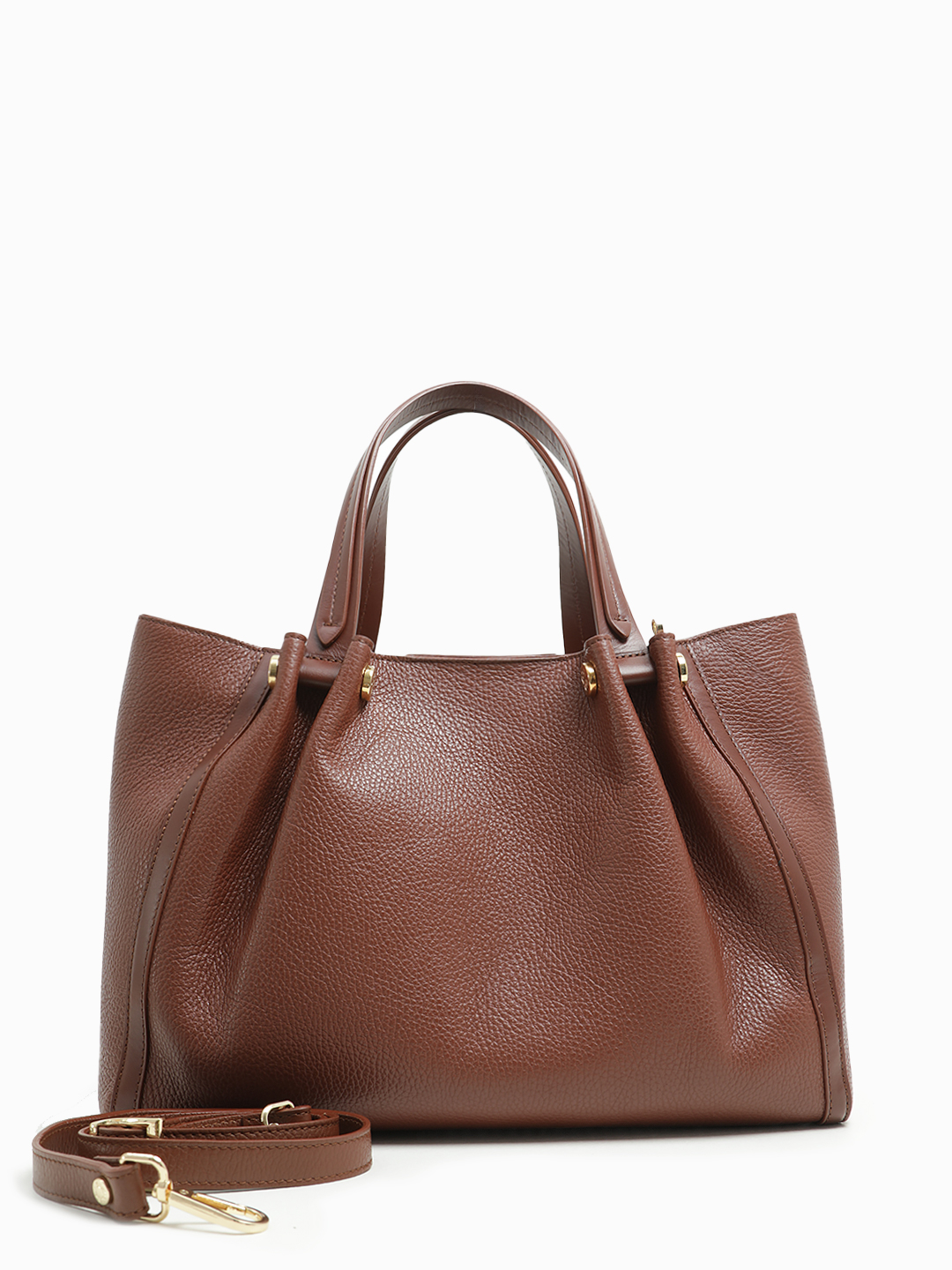 Большая классическая сумка из натуральной кожи с металлическим логотипом Sara Burglar в рыжем цвете