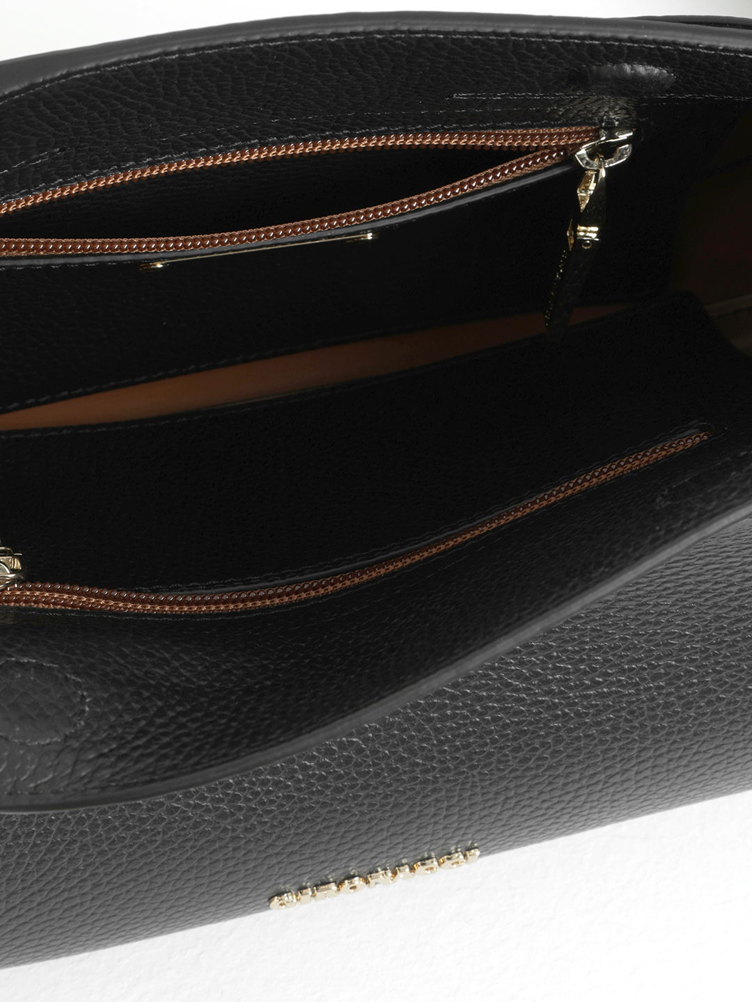 Сумка-багет с двойным дном и металлическими золотыми буквами Gironacci чёрного цвета