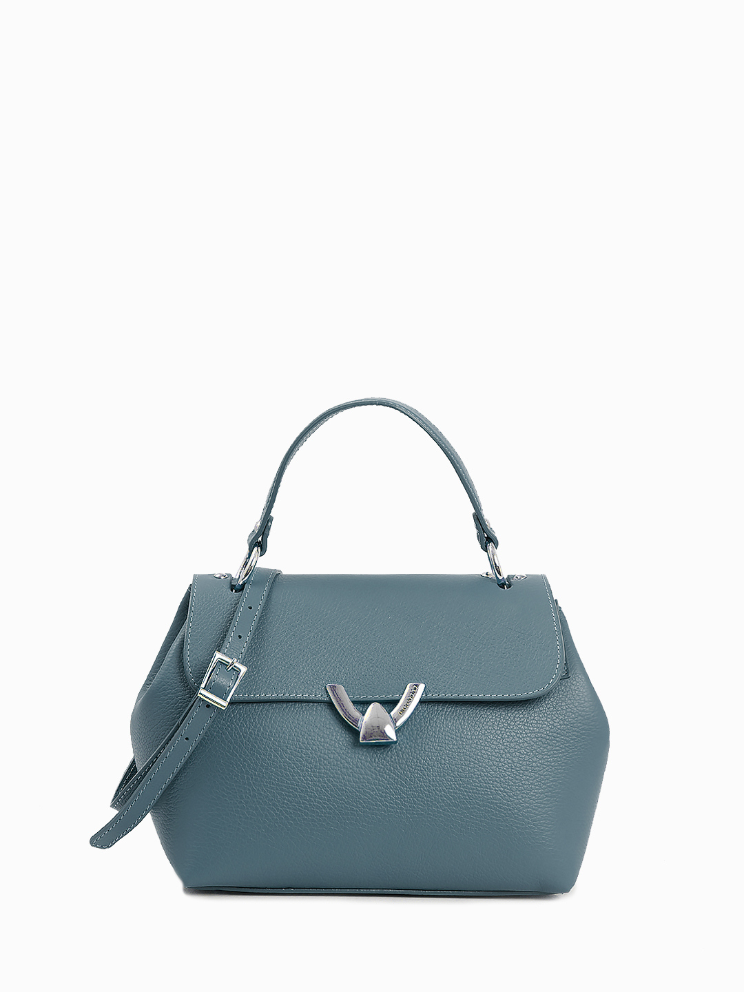 Сэтчел с металлической пряжкой с гравировкой Di Gregorio в голубом оттенке