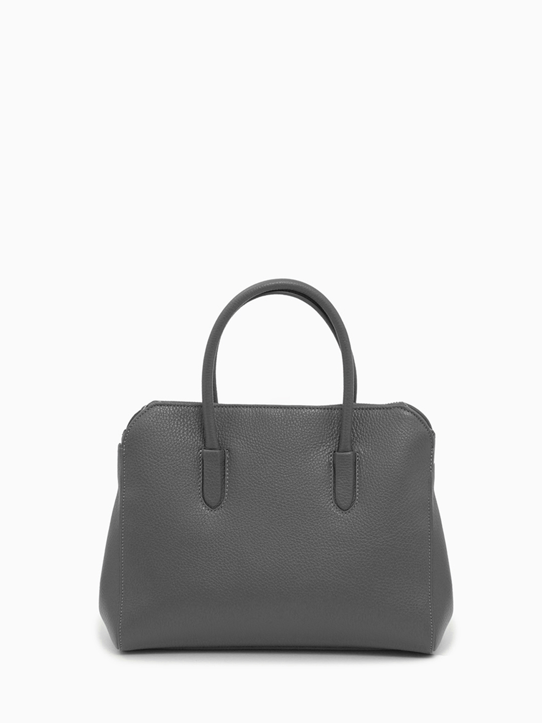 Сумка-тоут в размере М с круглой брендированной фурнитурой от FOLLE серого оттенка