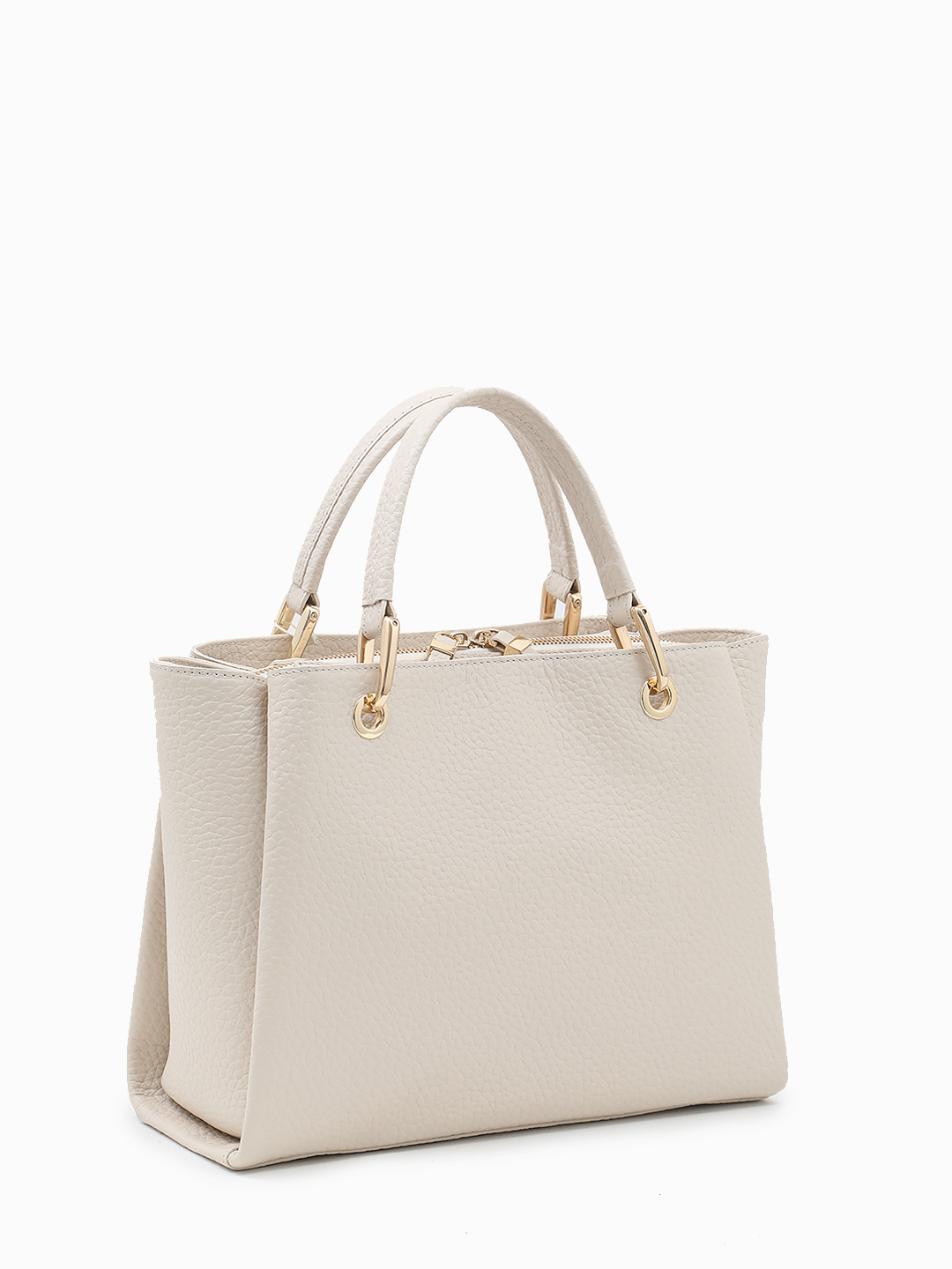 Сумка-тоут с ручками на кольцах и патчем с логотипом KELLEN в бежевом оттенке