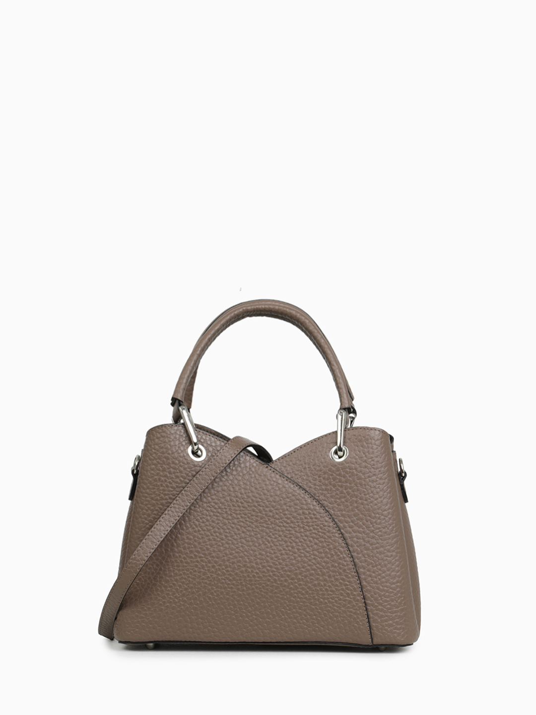 Тоут вееробразной формы в крупнозернистой коже тёмно-бежевого цвета от FOLLE