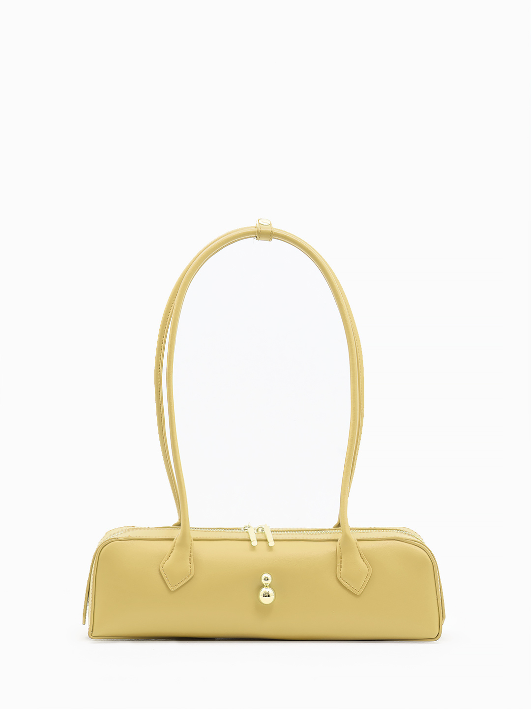 Карамельная сумка-багет с двумя ручками и золотистой фурнитурой от IVORY
