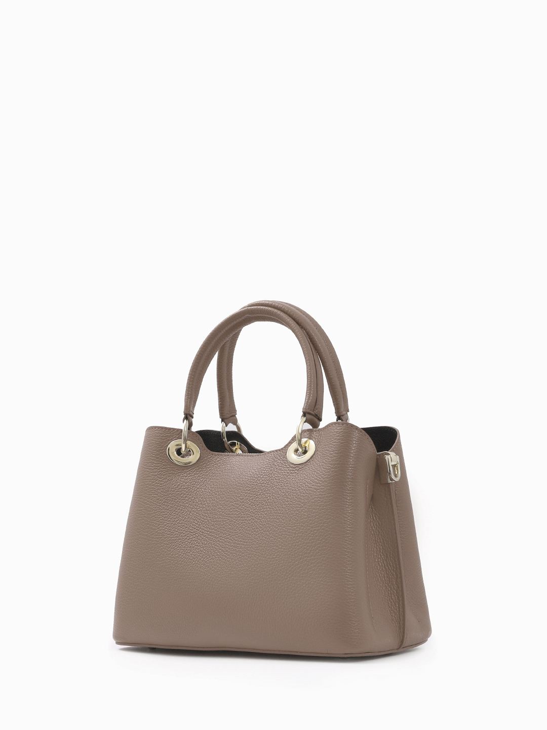 Базовый тоут из мелкозернистой кожи с круглой фурнитурой FOLLE в цвете тауп