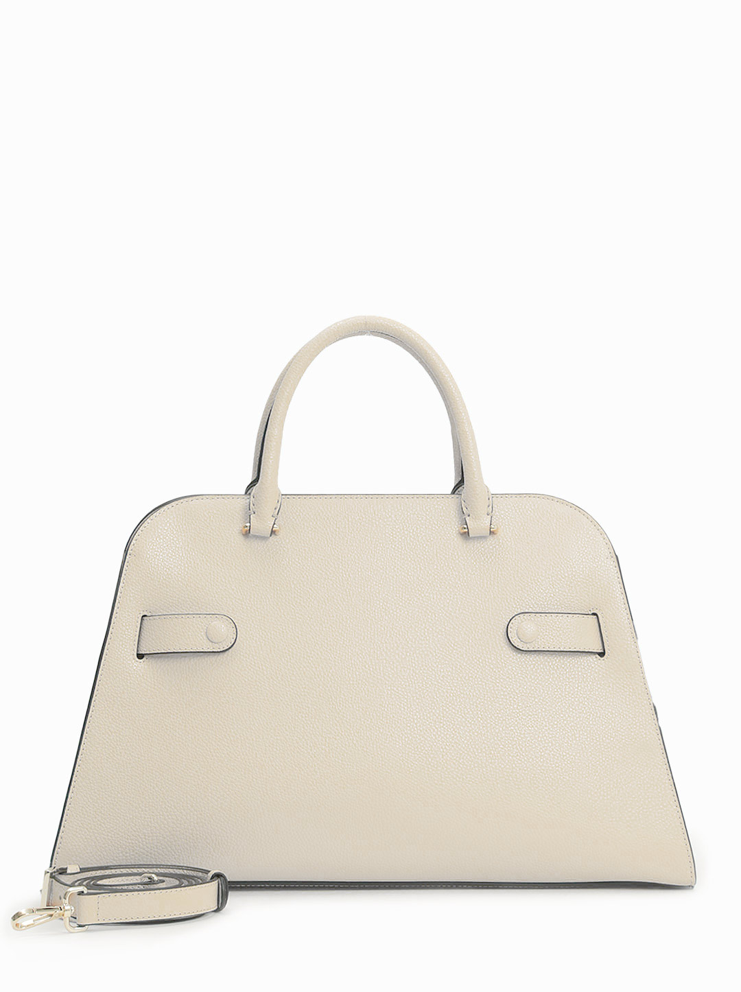 Классическая сумка трапециевидной формы от Cromia из натуральной кожи бежевого цвета