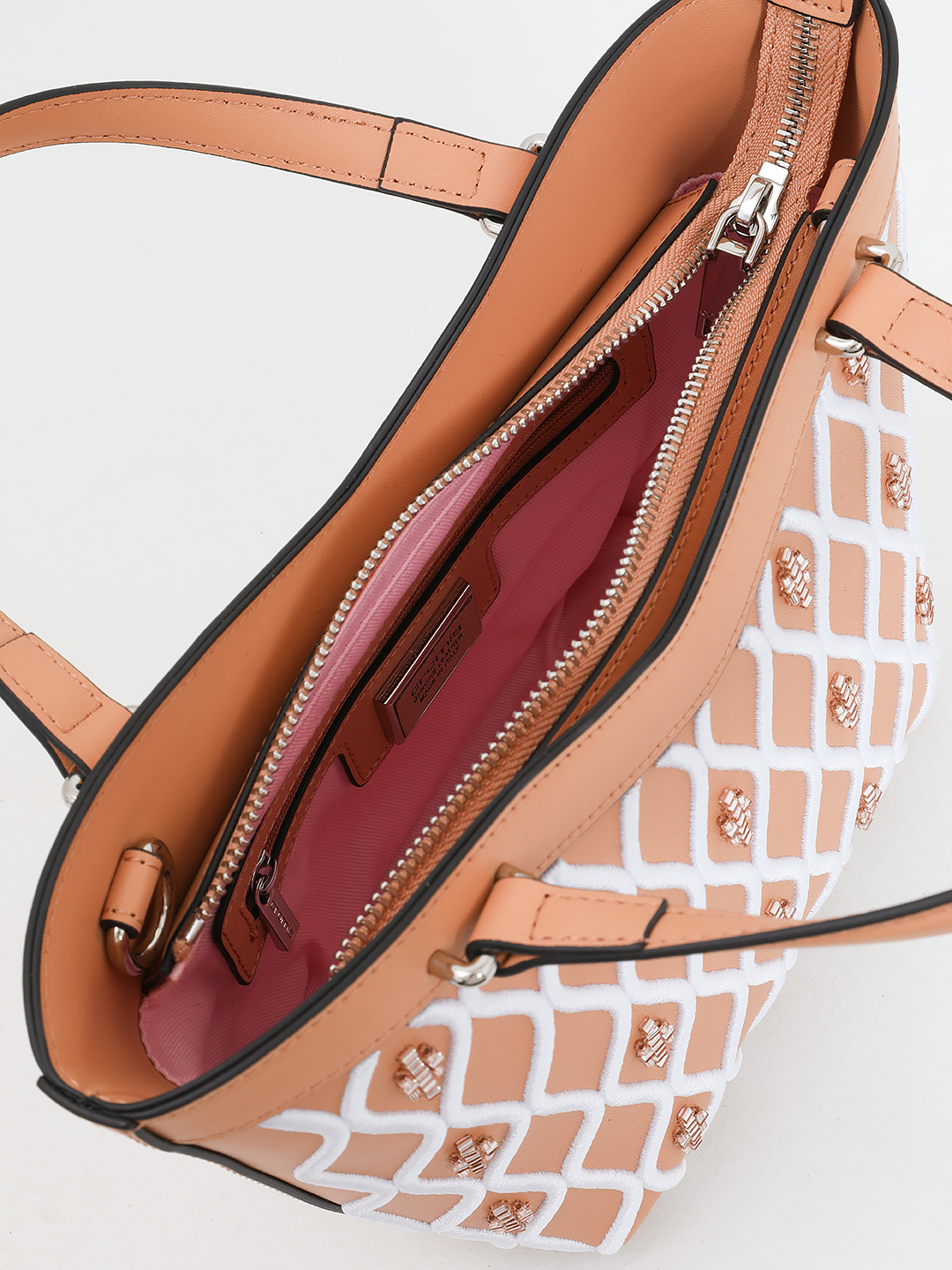 Сумка-корзинка с вышивкой и цветным бисером от CROMIA в рыжем оттенке