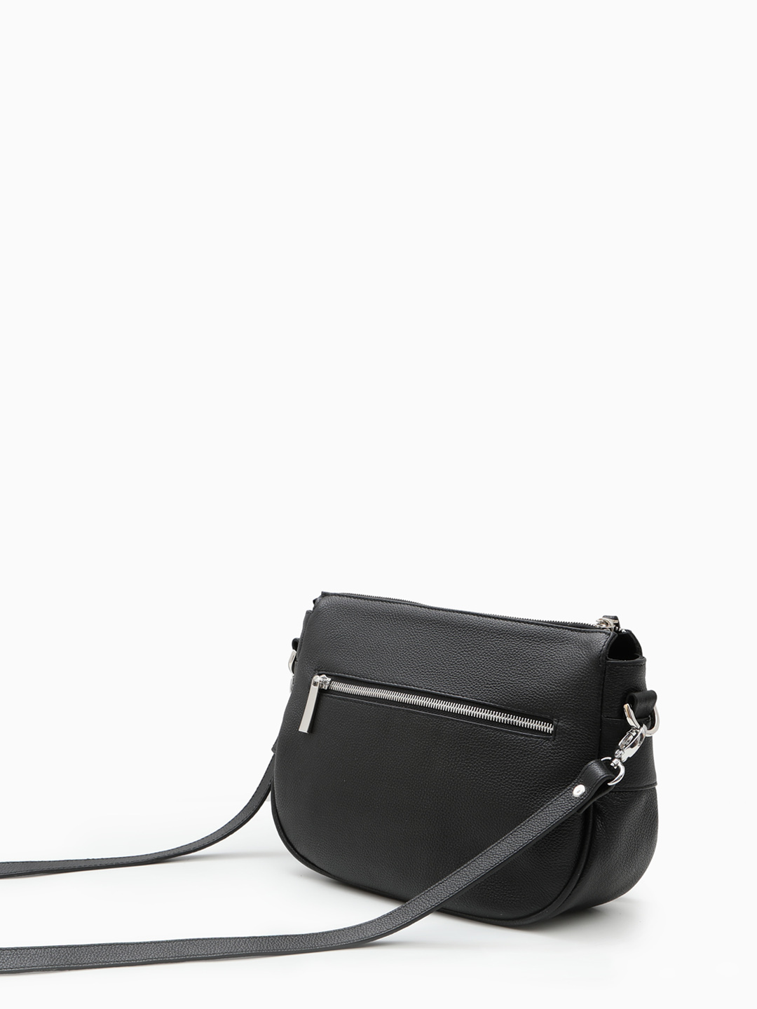 Полукруглая кросс-боди на плечо с тиснёным логотипом FOLLE в чёрном цвете