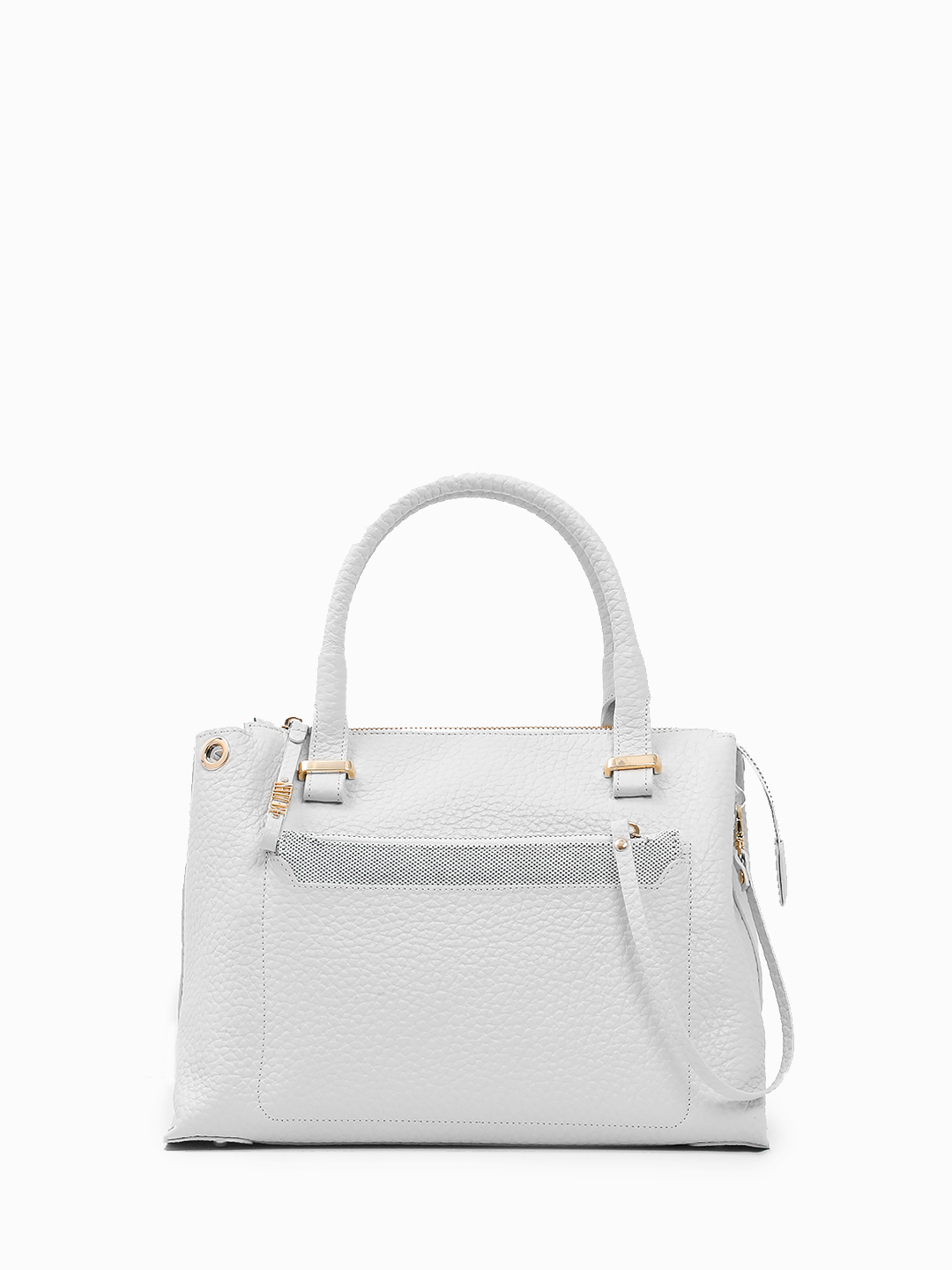 Сумка-тоут с дополнительной сумкой-косметичкой на карабине от KELLEN из крупнозернистой кожи светло-серого оттенка