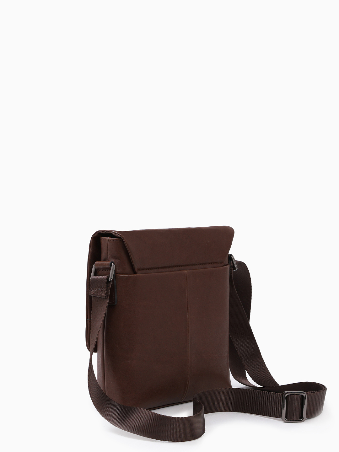 Сумка-планшет с передним клапаном с карманом на молнии в винтажной коже коричневого цвета от Alessandro Beato