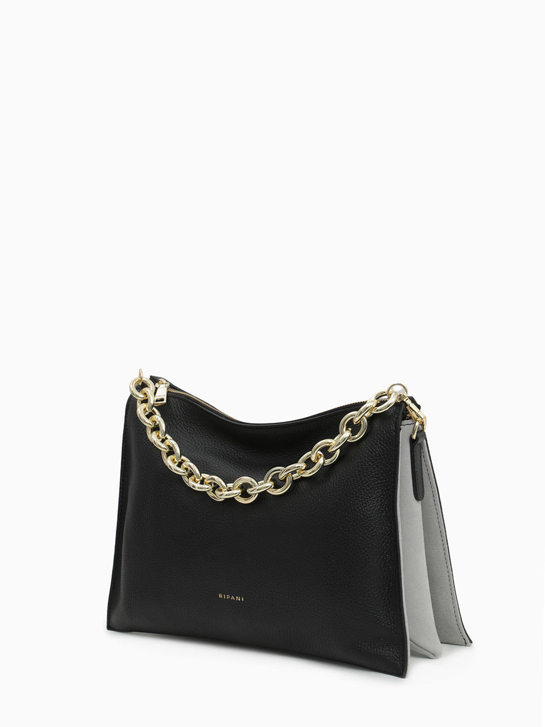 Сумка с боковыми замшевыми вставками от RIPANI в чёрном цвете