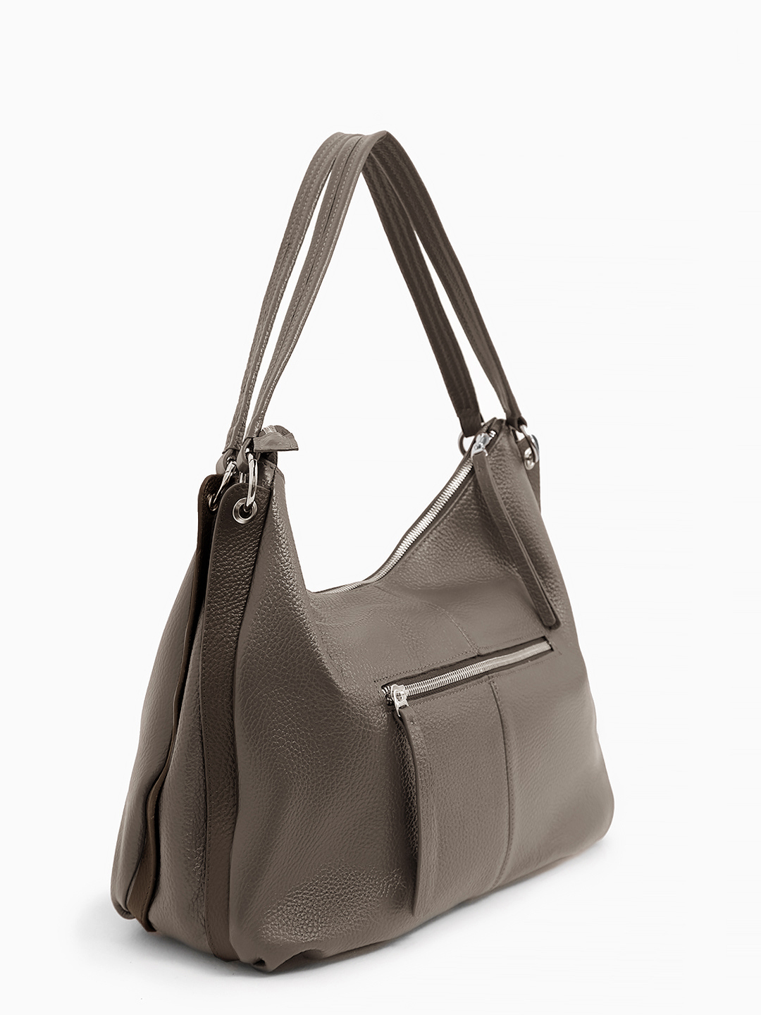 Сумка-хобо на плечо с фирменным брелком от FOLLE оттенка тауп