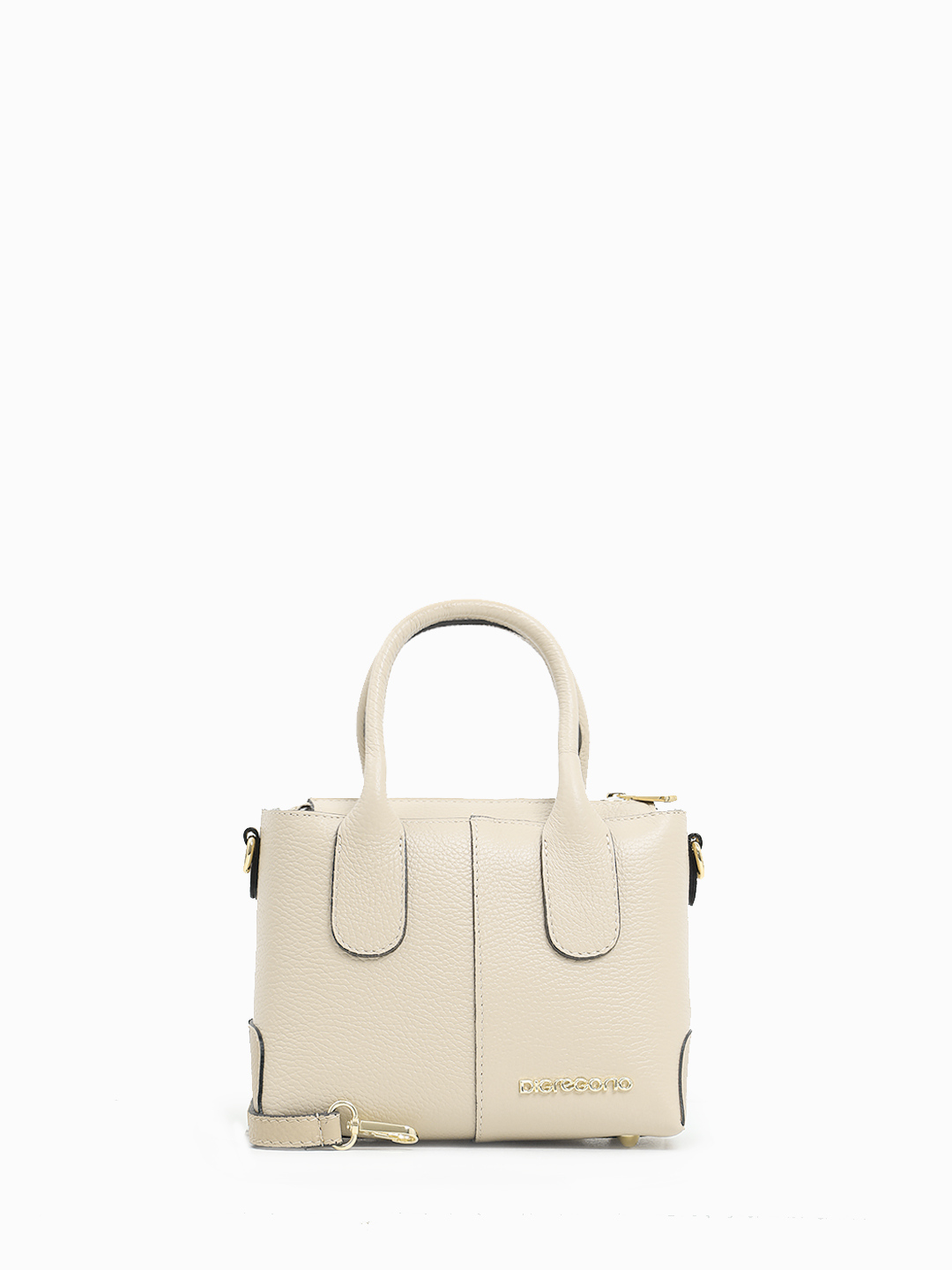 Сумка-тоут в размере S с гравировкой логотипа Di Gregorio в оттенке латте