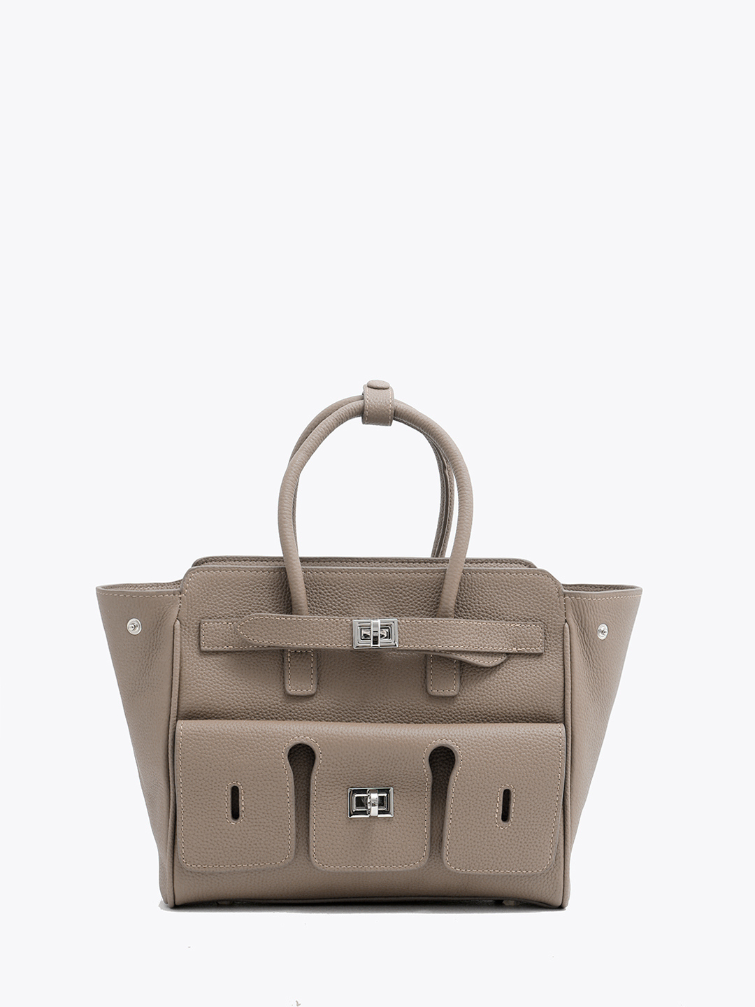 Сумка с поворотным замком и дополнительными карманами от IVORY в оттенке тауп