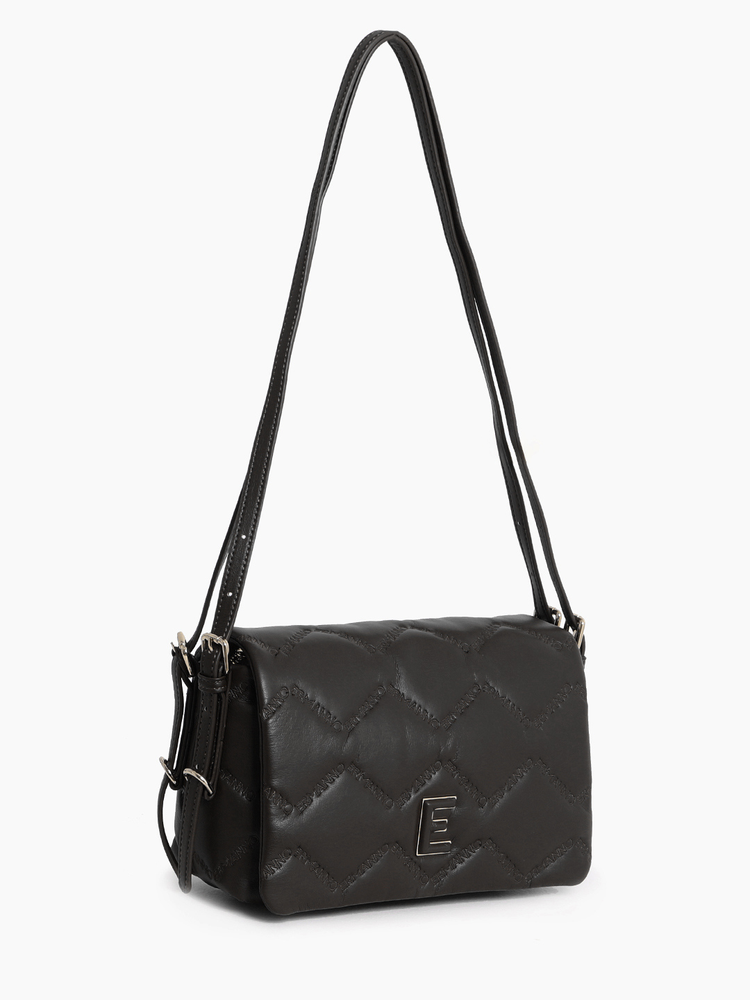 Стёганая кросс-боди на плечо с патчем с логотипом ERMANNO FIRENZE в чёрном цвете