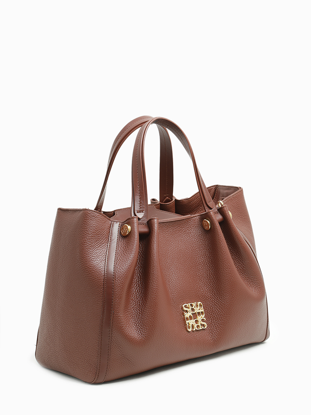 Большая классическая сумка из натуральной кожи с металлическим логотипом Sara Burglar в рыжем цвете