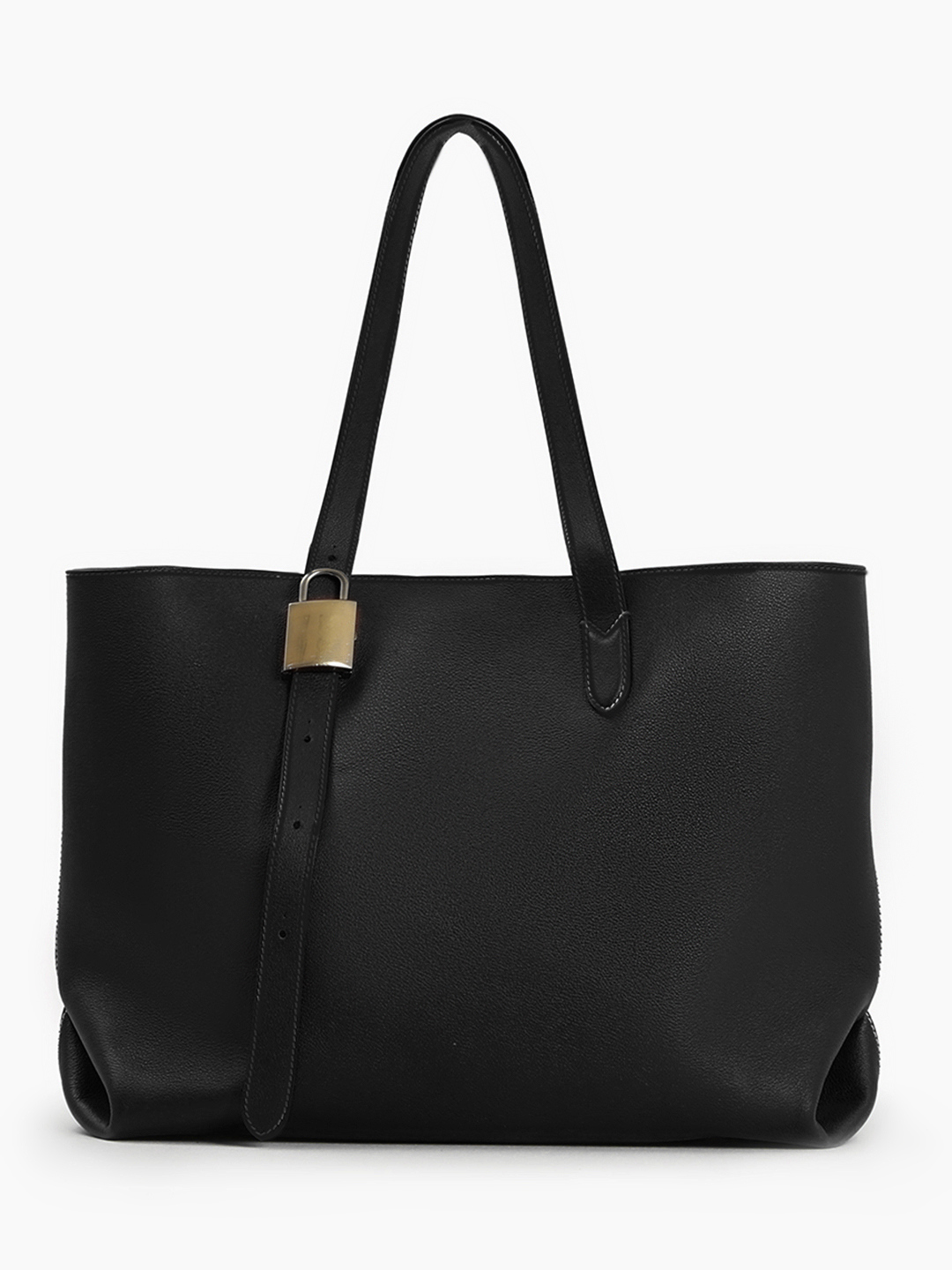 Сумка-шоппер с фурнитурой-замком от IVORY в чёрном цвете