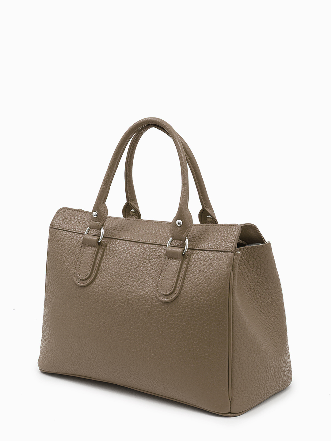 Классическая сумка "Jane" с фурнитурой-замком от BE NICE из крупнозернистой кожи оттенка talpa