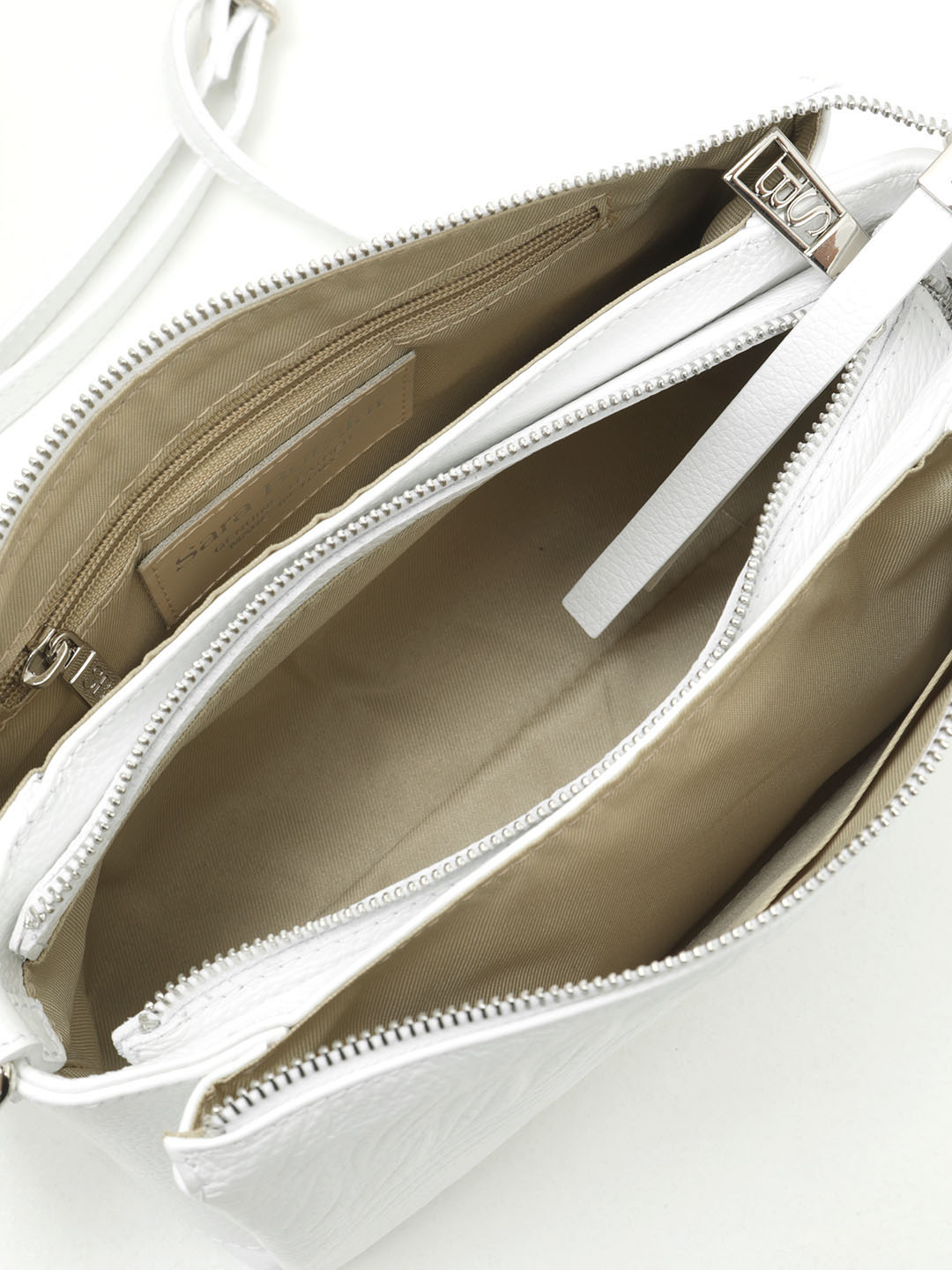 Сумка через плечо из натуральной кожи с тиснением в виде листьев от Sara Burglar в белом цвете