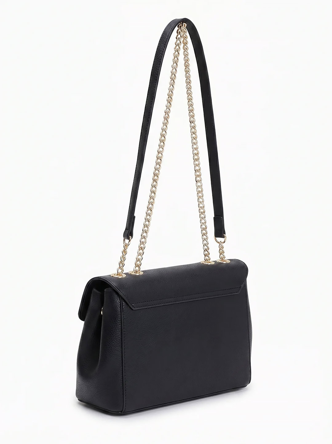 Сумка через плечо с клапаном и поворотным замком от Cromia из натуральной черной кожи