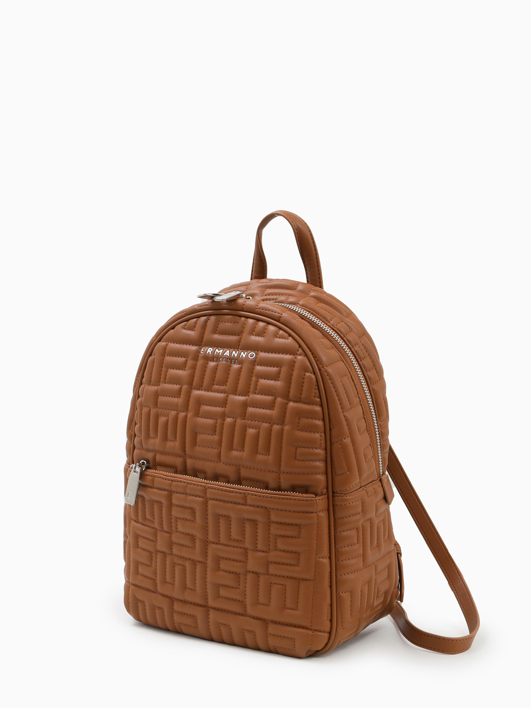 Рюкзак с рельефным брендовым узором от ERMANNO FIRENZE в оттенке загара