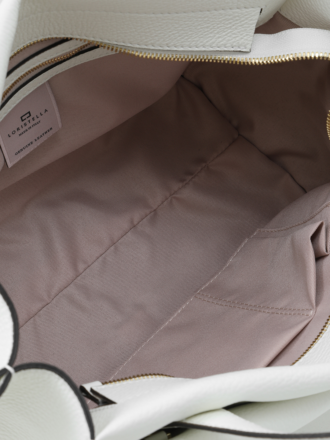 Сумка-тоут с небольшим тиснёным логотипом Loristella в оттенке латте