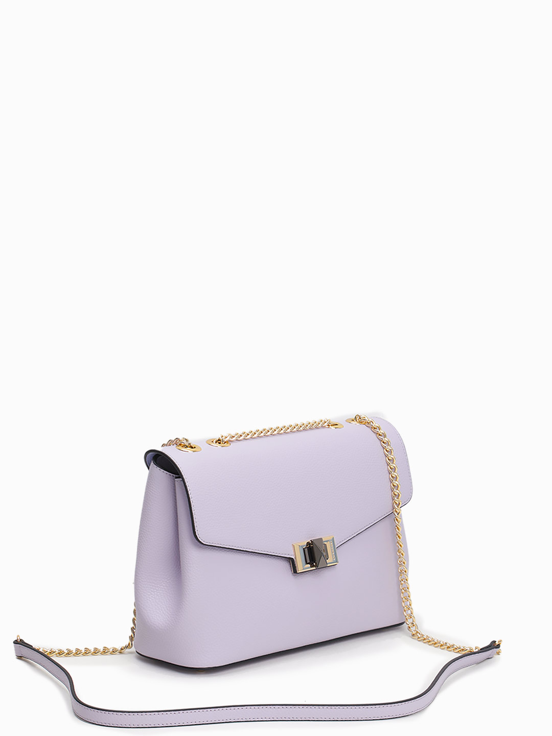 Сумка через плечо с клапаном и поворотным замком от Cromia из натуральной сиреневой кожи