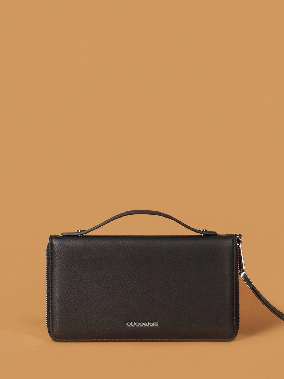 Мужской клатч-бумажник с именными буквами Di Gregorio чёрного цвета