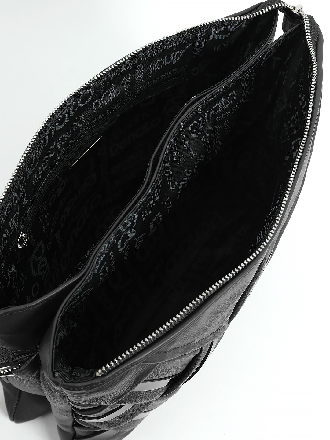 Прямоугольная сумка на плечо от Renato Angi с плетением зернистой и лаковой кожи в чёрном цвете