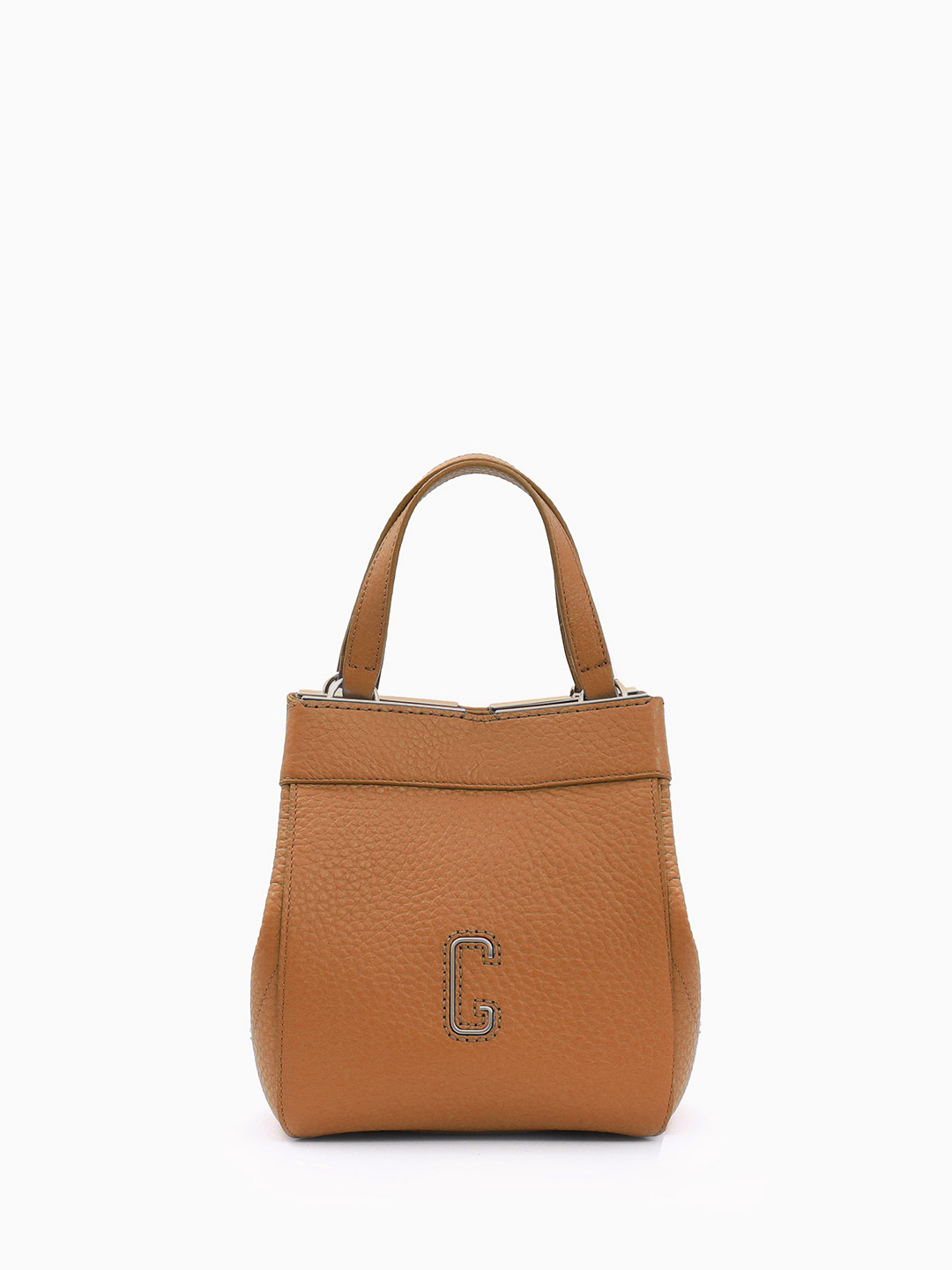 Стильный тоут на магнитах с золотистой монограммой Gironacci из премиальной кожи рыжего цвета cognac