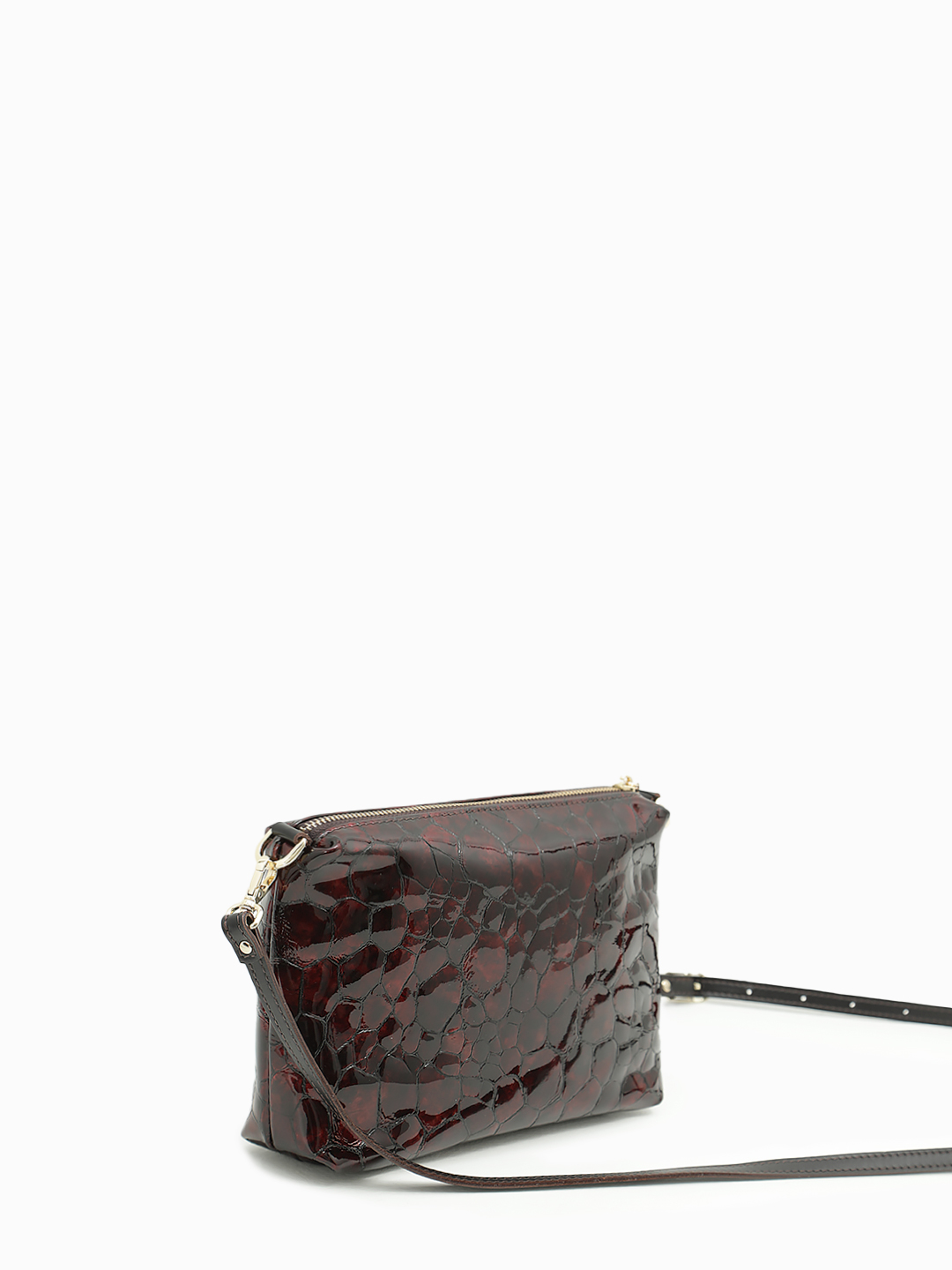 Кросс-боди на плечо Alessandro Beato в лаковой натуральной коже винного цвета