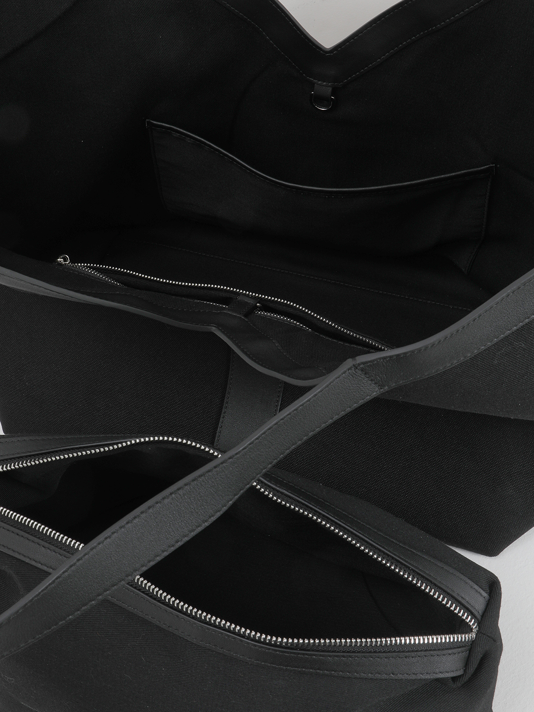 Чёрная сумка-шоппер с дополнительной косметичкой на молнии от IVORY