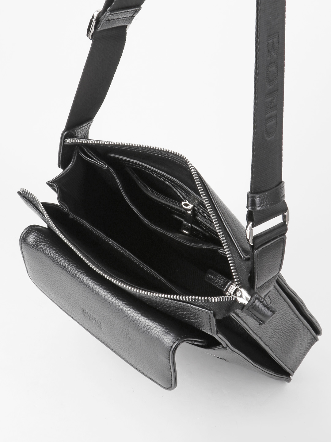 Мужской планшет с передним карманом от Bond из натуральной кожи черного цвета