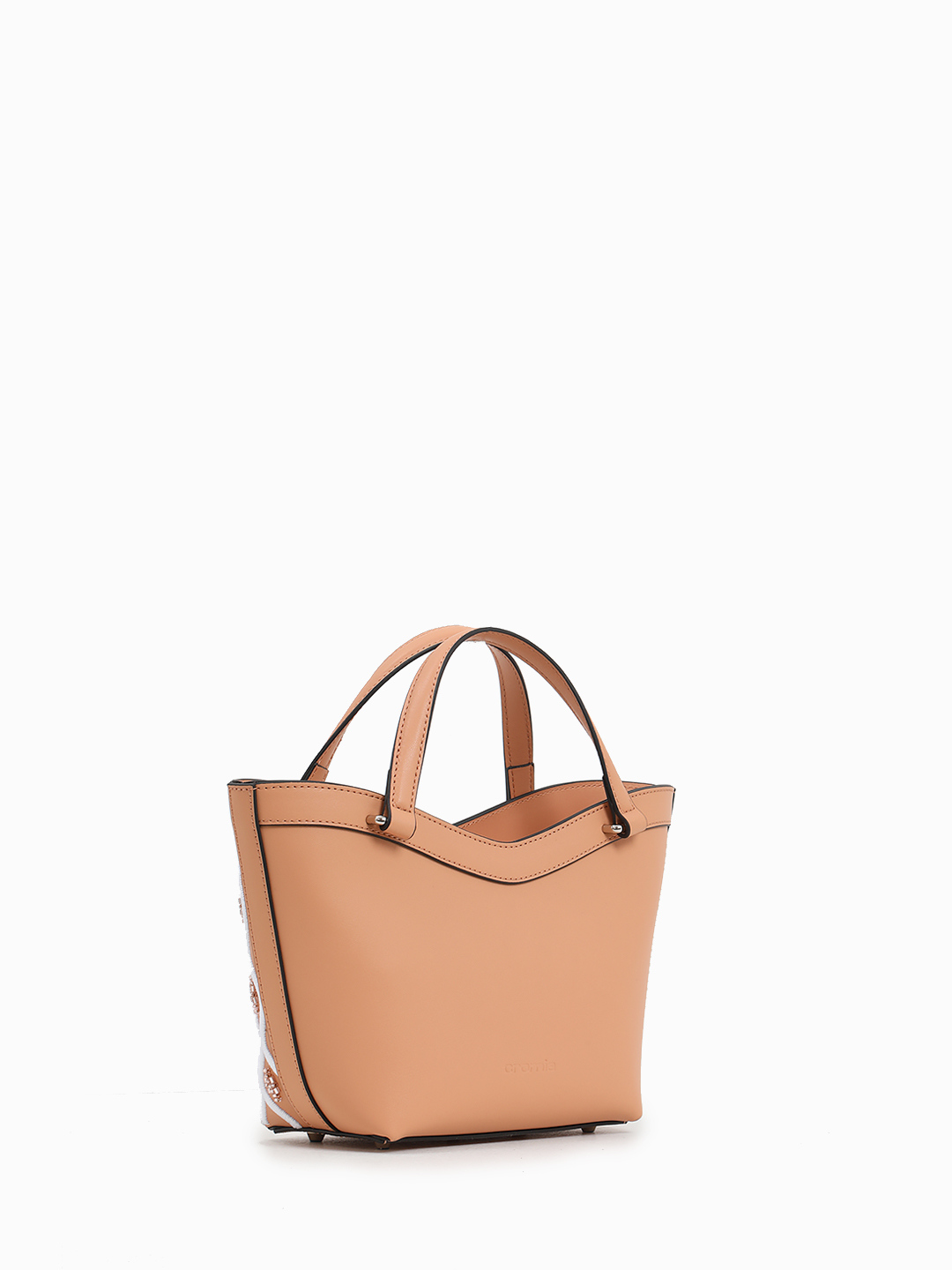 Сумка-корзинка с вышивкой и цветным бисером от CROMIA в рыжем оттенке