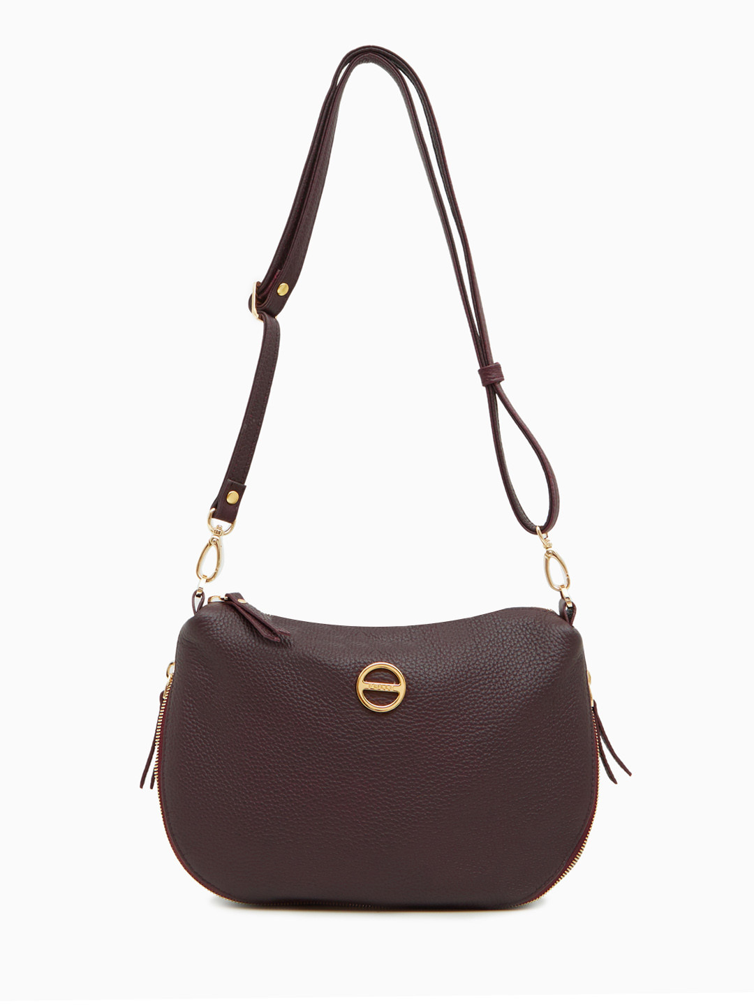 Кросс-боди на плечо с металлическим логотипом FOLLE в бордовом цвете