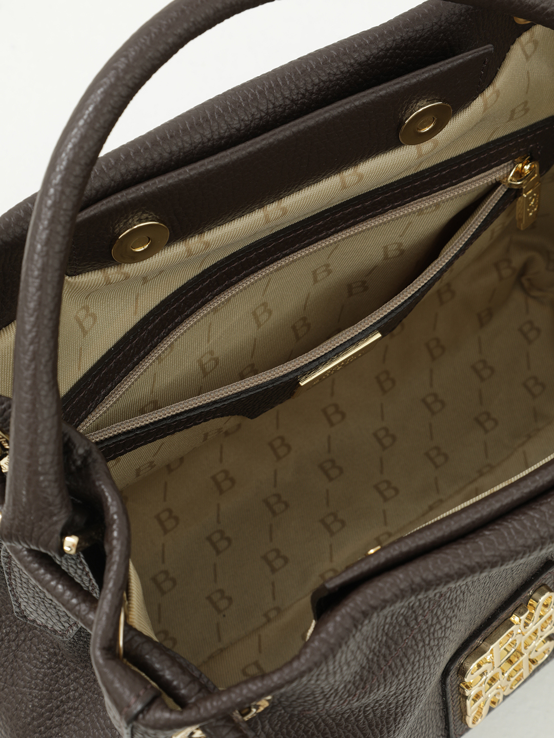 Cумка с двумя парами ручек из натуральной кожи шоколадного цвета от Sara Burglar