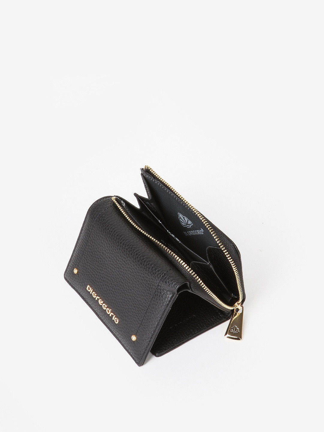 Кошелёк со стразами и металлическими буквами логотипа Di Gregorio черного цвета