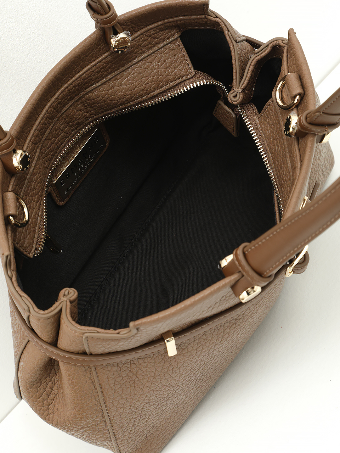 Тоут из крупнозернистой экокожи с фирменным логотипом ERMANNO FIRENZE цвета тауп