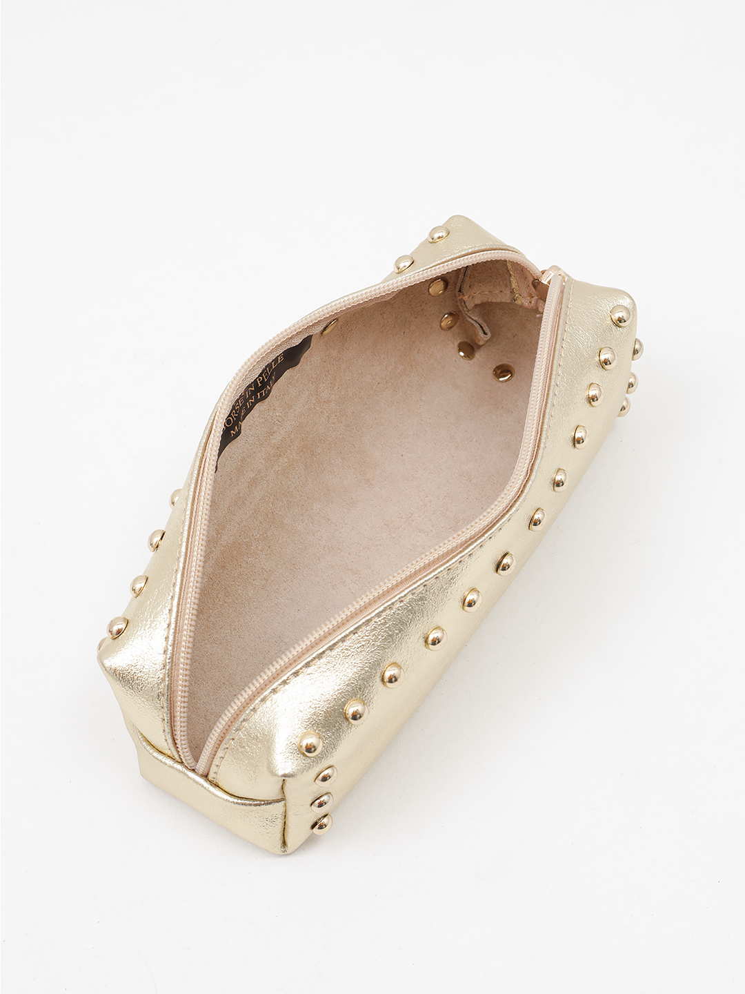 Косметичка пенал от FOLLE из натуральной кожи золотого цвета