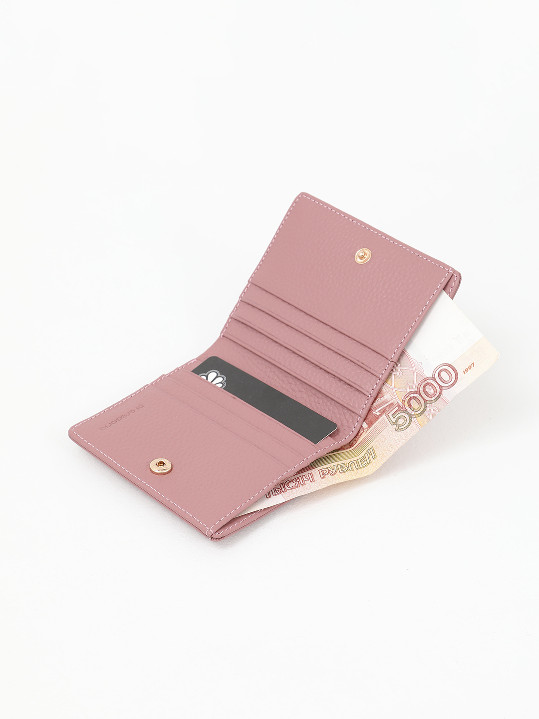 Мини-кошелёк Di Gregorio из натуральной кожи в пудровом оттенке