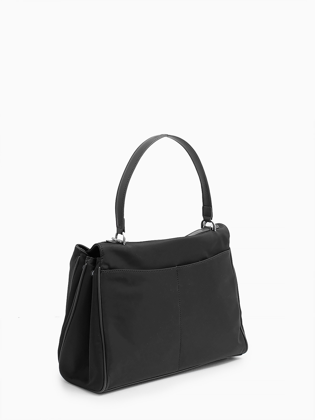 Нейлоновая сумка в размере М с фурнитурой серебристого оттенка от IVORY в чёрном цвете