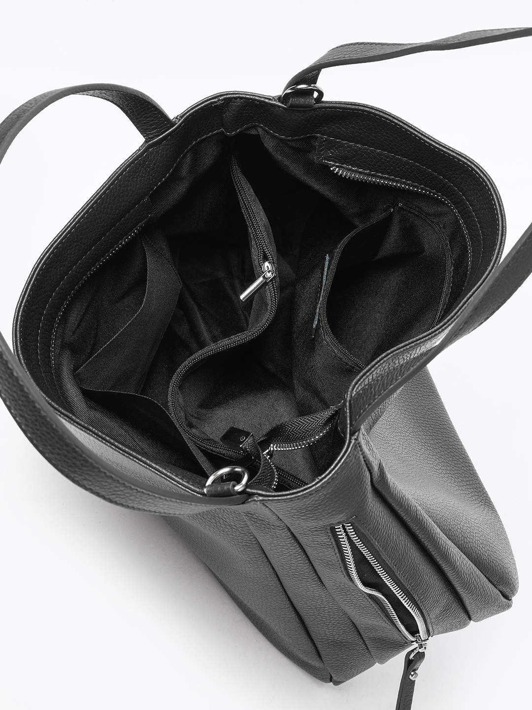 Сумка на плечо c боковыми карманами от FOLLE чёрного цвета