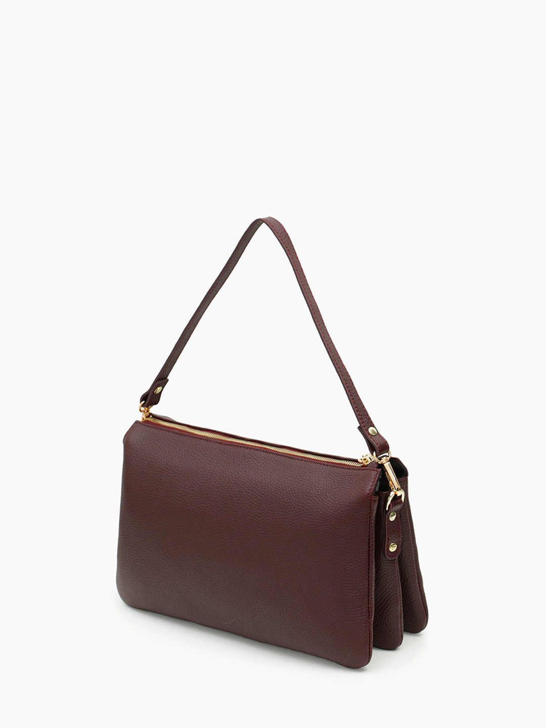 Сумка клатч прямоугольной формы из натуральной кожи винного оттенка от FOLLE