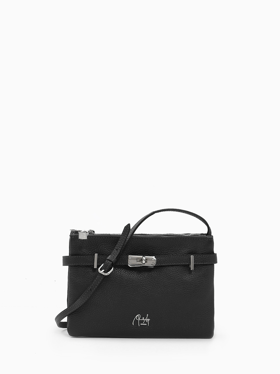 Кросс-боди с тремя отделениями и трендовым замком от Renato Angi в чёрном цвете