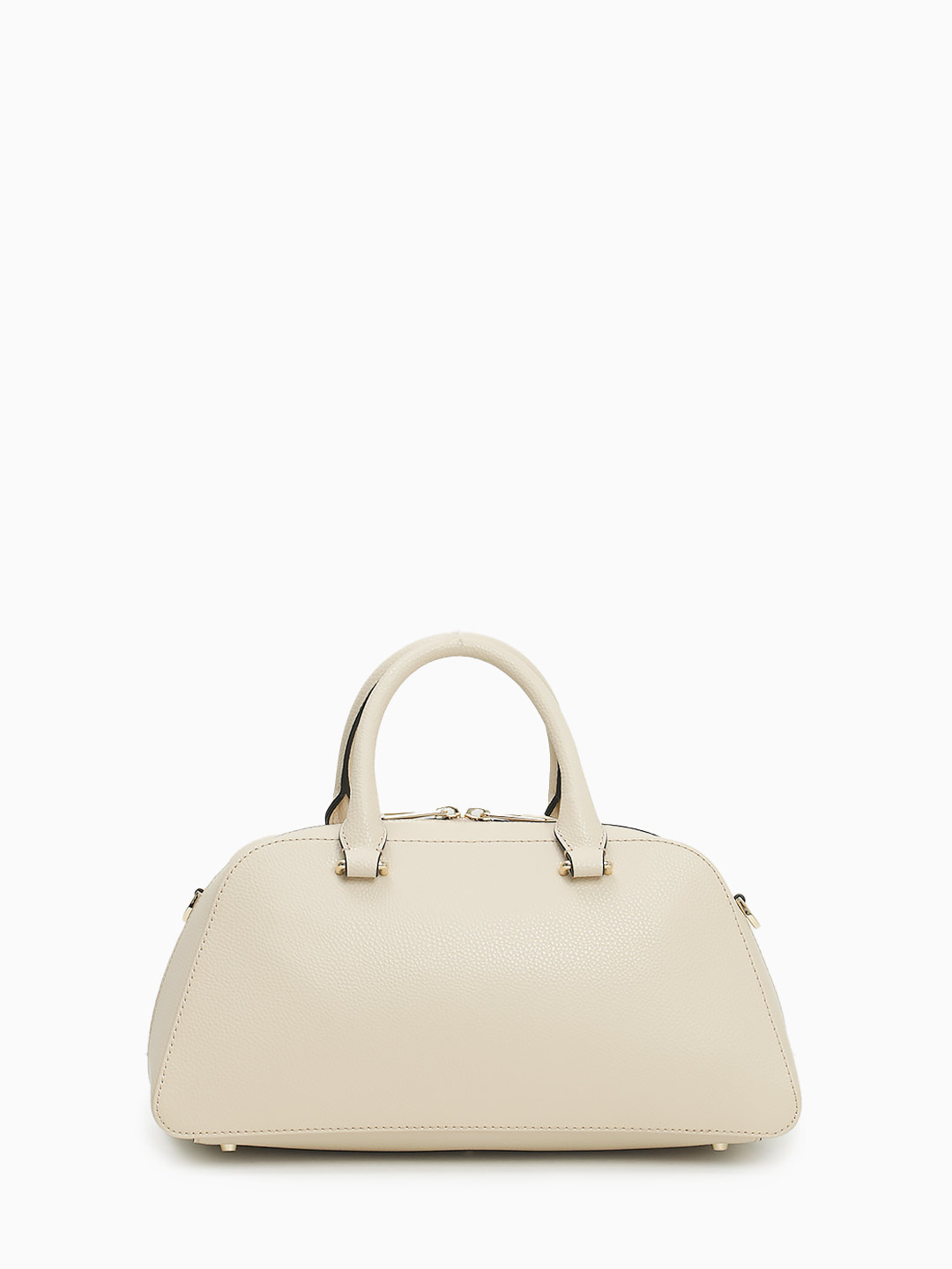 Небольшая сумка трапециевидной формы с жесткими ручками от Cromia из натуральной бежевой кожи