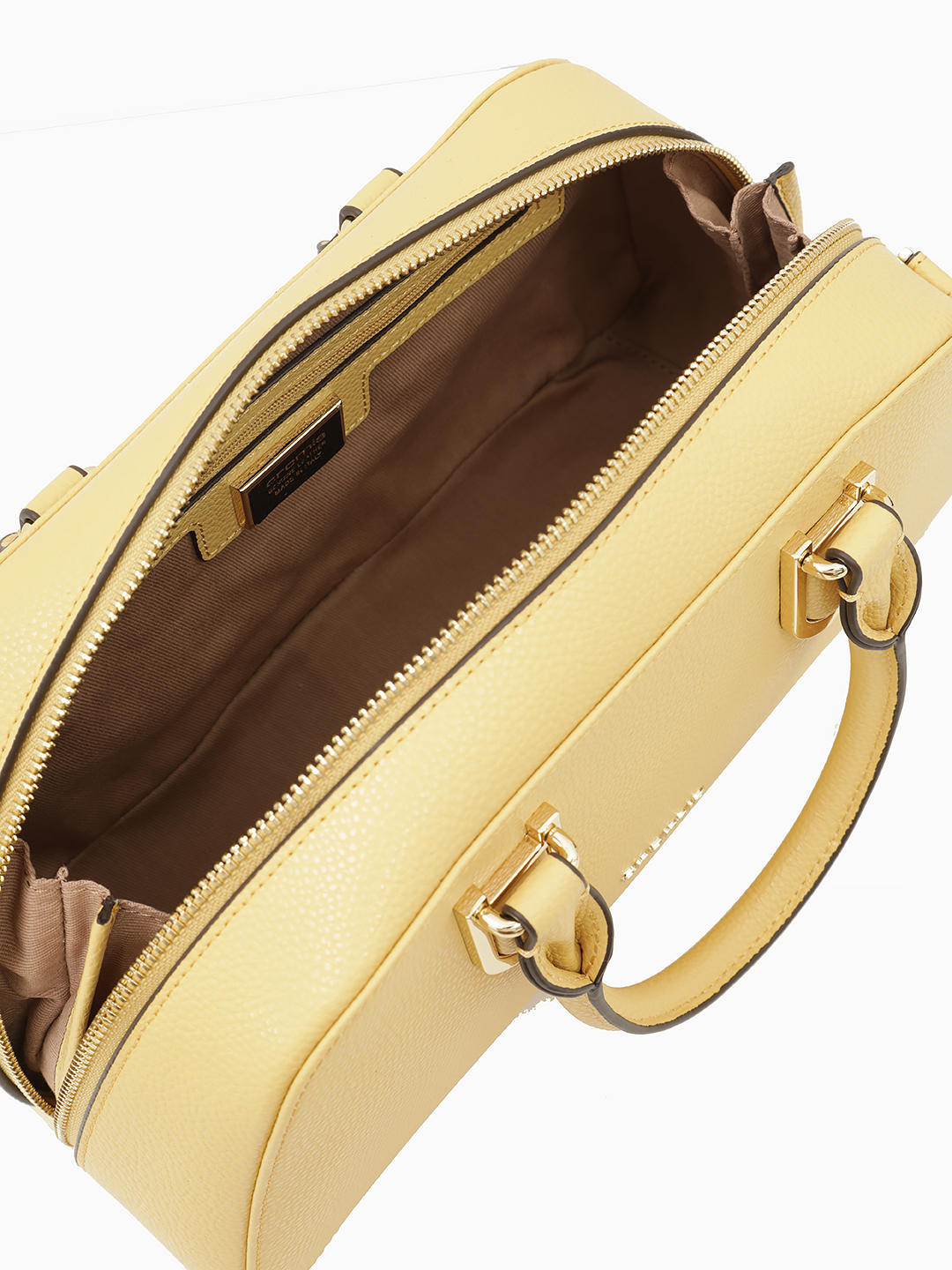 Боулер от Cromia в натуральной зернистой коже лимонного оттенка