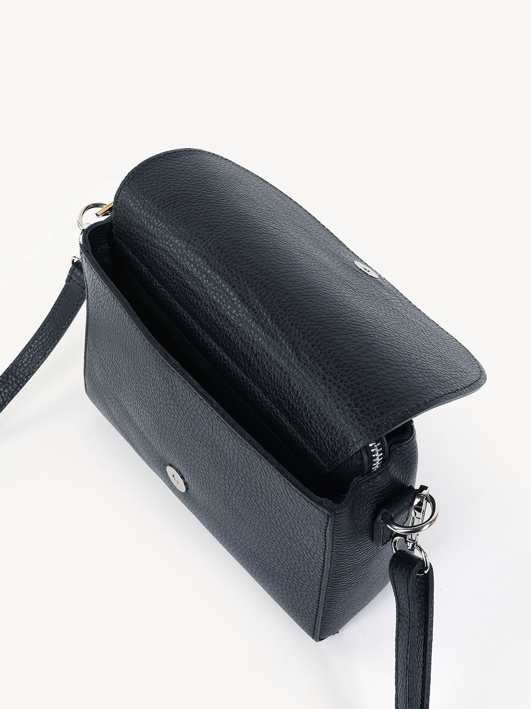 Кросс-боди на плечо с тремя отделениями и круглой фирменной фурнитурой от FOLLE в синем цвете