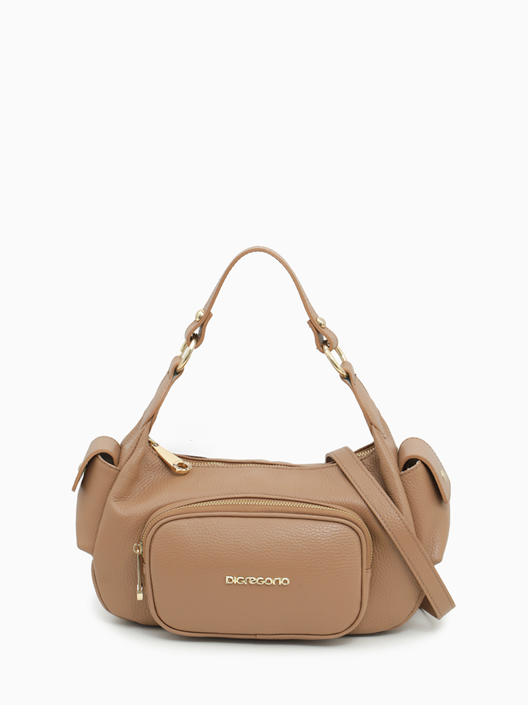 Сумка с двумя боковыми карманами от Di Gregorio в оттенке загара tan